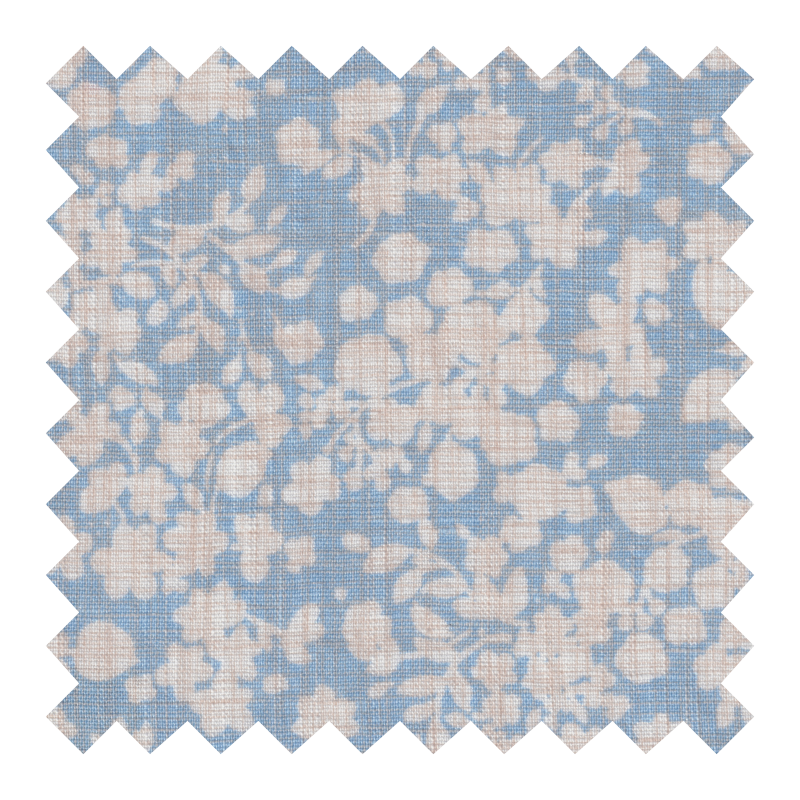 GETZNER LINO - ALGODON AZUL FLORES BEIGE