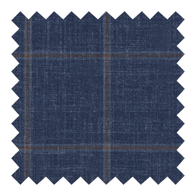ZEGNA CROSS PLY 60% LANA 20% SEDA 20% LINO AZUL JASPEADO VENTANAS CAFE