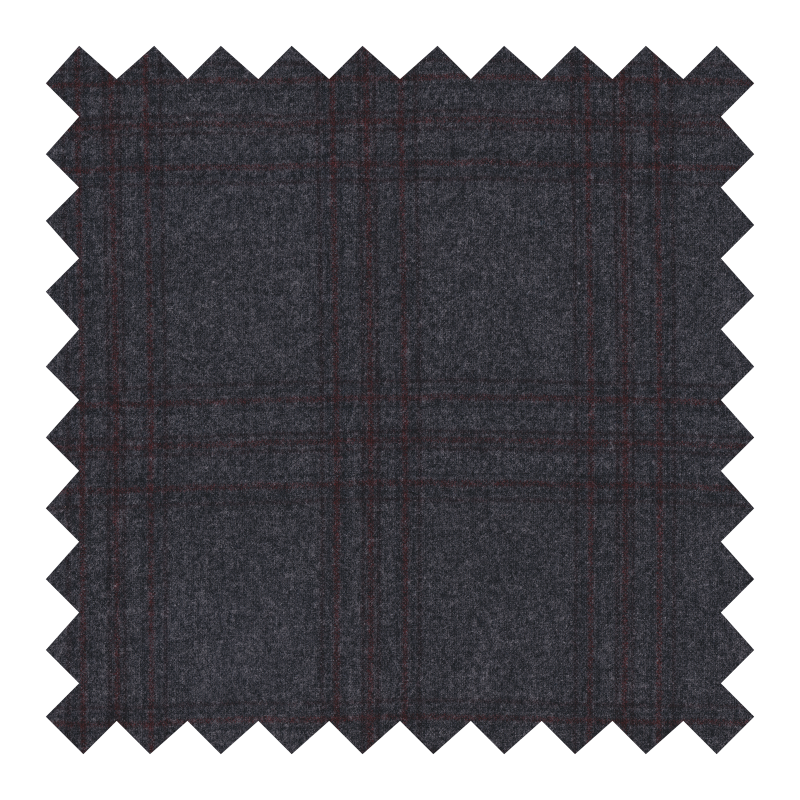 ZEGNA 14MILMIL14  89% LANA 6% SEDA 5% CASHMERE FRANELA GRIS CUADROS CAFES  (POCOS METROS N.R) *