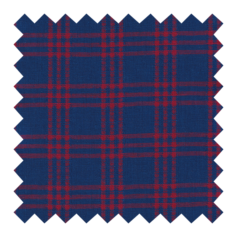 TOOTAL 55% LINO 45% ALGODON AZUL CUADROS ROJOS