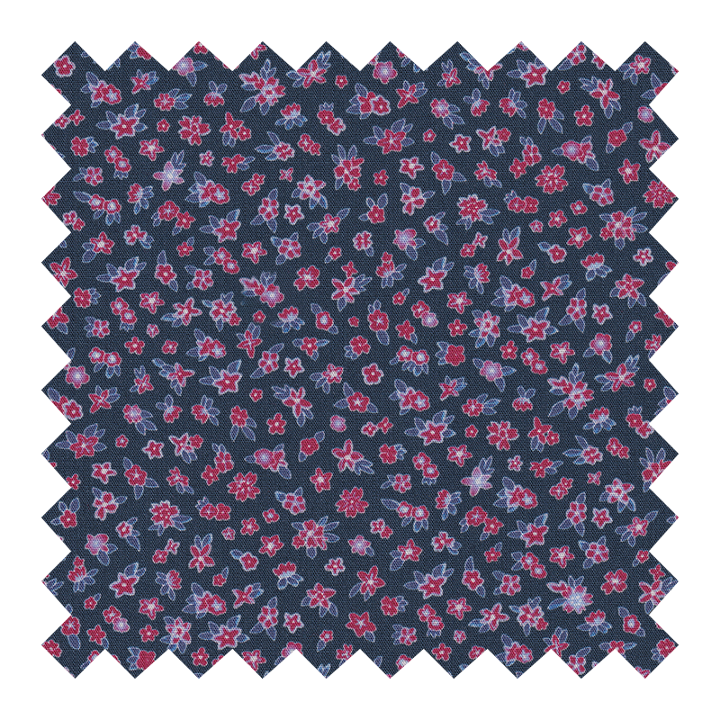 TOOTAL 100% ALGODON AZUL FLORECITAS ROJAS